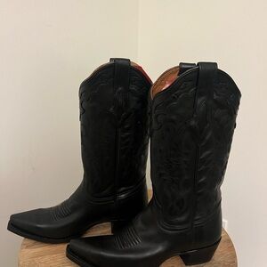 Resistol Ranch by Lucchese Black Leather Square Snip Toe M3573 Women's 7.5 B NOS